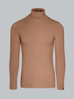 Rollkragen-Shirt aus elastischer Viskose Haselnuss