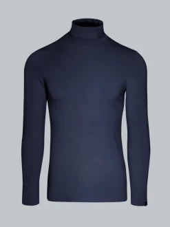 Rollkragen-Shirt aus elastischer Viskose Navy