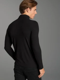Rollkragenshirt aus Viskose Schwarz