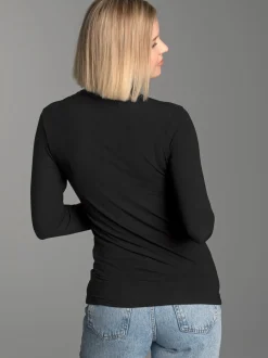 Rollkragenshirt aus Viskose Schwarz