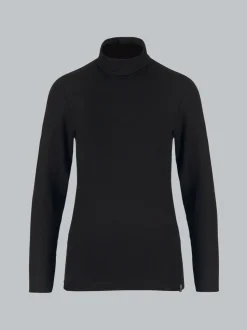 Rollkragenshirt aus Viskose Schwarz