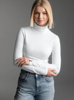 Rollkragenshirt Weiss