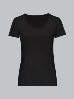 Rundhalsshirt aus Viskose Schwarz