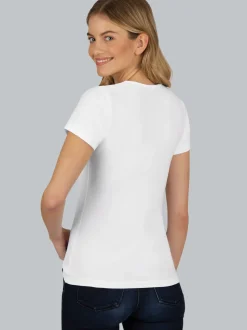 Rundhalsshirt aus Viskose Weiss
