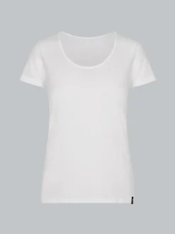 Rundhalsshirt aus Viskose Weiss
