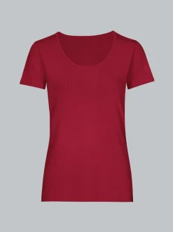 Rundhalsshirt aus Viskose Rubin
