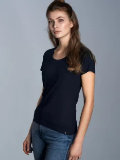Rundhalsshirt aus Viskose Navy