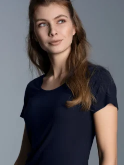 Rundhalsshirt aus Viskose Navy
