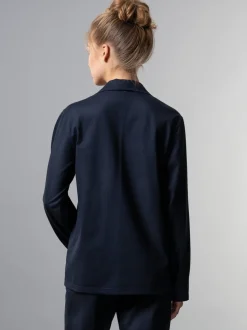 Schickes Schlafanzug Oberteil mit Knopfleiste Navy