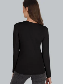 Shirt aus Viskose Langarm Schwarz