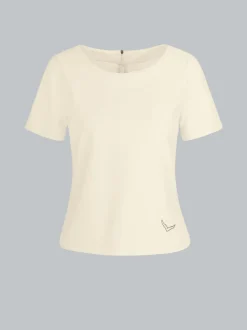 Shirt mit kurzen Ärmeln mit Kristallsteinen Natur