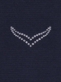 Shirt mit kurzen Ärmeln mit Kristallsteinen Navy