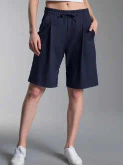 Shorts in Piqué-Qualität mit modischen Falten Navy