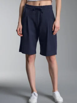 Shorts in Piqué-Qualität mit modischen Falten Navy