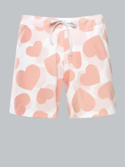 Shorts mit Allover Herzchen-Print Weiss