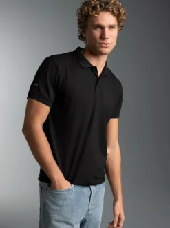Slim Fit Poloshirt aus DELUXE-Piqué Schwarz