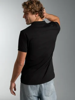 Slim Fit Poloshirt aus DELUXE-Piqué Schwarz