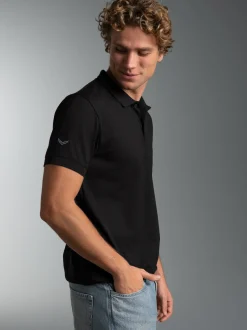 Slim Fit Poloshirt aus DELUXE-Piqué Schwarz