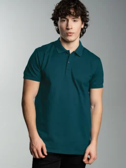Slim Fit Poloshirt aus DELUXE-Piqué Saphir