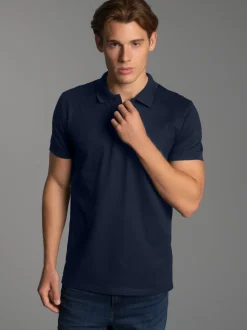 Slim Fit Poloshirt aus DELUXE-Piqué Navy