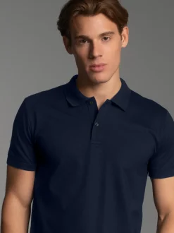 Slim Fit Poloshirt aus DELUXE-Piqué Navy