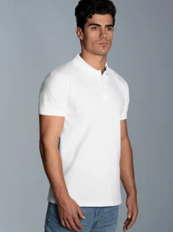 Slim Fit Poloshirt aus DELUXE-Piqué Weiss