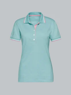 Slim Fit Poloshirt mit kontrastfarbigen Akzenten Gletscher
