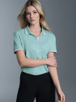 Slim Fit Poloshirt mit kontrastfarbigen Akzenten Gletscher