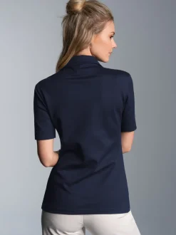Slim Fit Poloshirt mit Kristallsteinen Navy