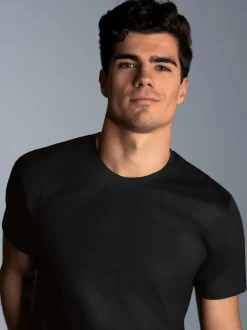 Slim Fit T-Shirt aus DELUXE Baumwolle Schwarz
