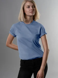 Slim Fit T-Shirt aus DELUXE Baumwolle Pearl-blue
