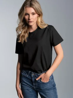 Slim Fit T-Shirt aus DELUXE Baumwolle Schwarz
