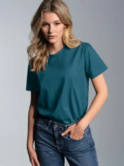 Slim Fit T-Shirt aus DELUXE Baumwolle Petrol