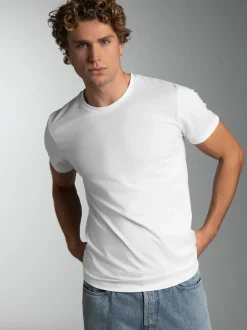 Slim Fit T-Shirt aus DELUXE Baumwolle Weiss