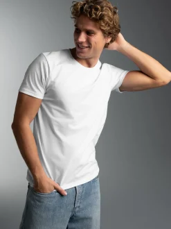 Slim Fit T-Shirt aus DELUXE Baumwolle Weiss