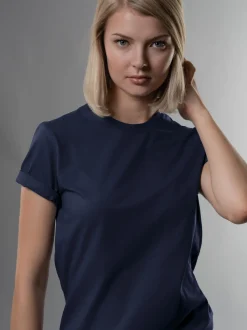 Slim Fit T-Shirt aus DELUXE Baumwolle Navy