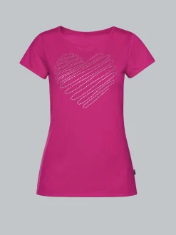 Slim Fit T-Shirt mit glitzerndem Herz-Printmotiv Hibiskus