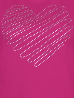Slim Fit T-Shirt mit glitzerndem Herz-Printmotiv Hibiskus
