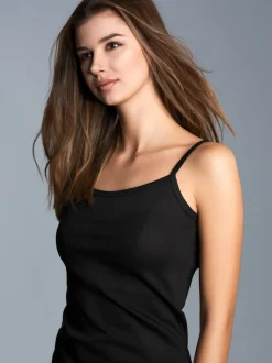 Spaghetti-Trägershirt Schwarz