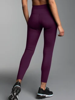 Sportleggings mit hohem Bund Aubergine
