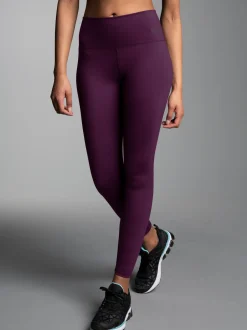 Sportleggings mit hohem Bund Aubergine