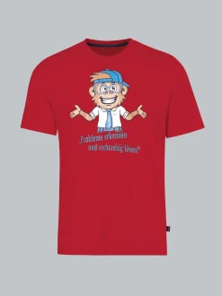 Spruch Shirt mit lustigem Affen-Print Kirsch