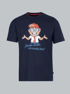 Spruch Shirt mit lustigem Affen-Print Navy