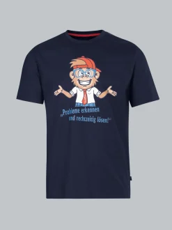 Spruch Shirt mit lustigem Affen-Print Navy