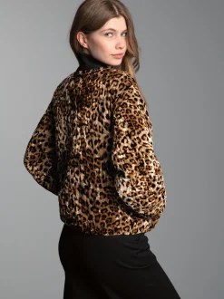 Steppjacke mit Allover-Leo-Print Haselnuss