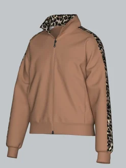 Sweatjacke mit modischen Leo-Elementen Haselnuss