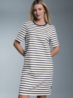 Sweatkleid mit Ringelmuster Natur