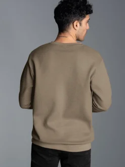 Sweatshirt in Waffeloptik Taupe