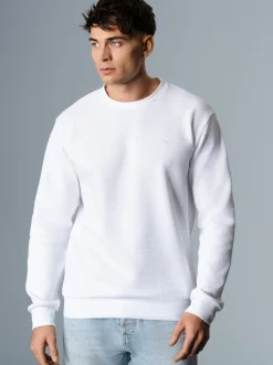 Sweatshirt in Waffeloptik Weiss