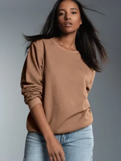 Sweatshirt in Waffeloptik Haselnuss